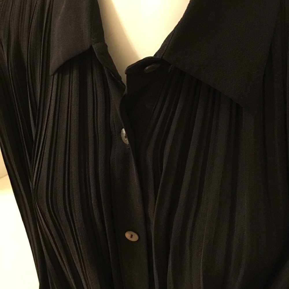 ET VOUS SILK BILLOWY black BUTTON DOWN SHIRT.Small - Picture 2 of 5